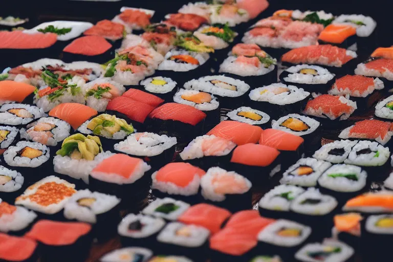 Image similar to town made of sushi, 8 5 mm f / 1 1