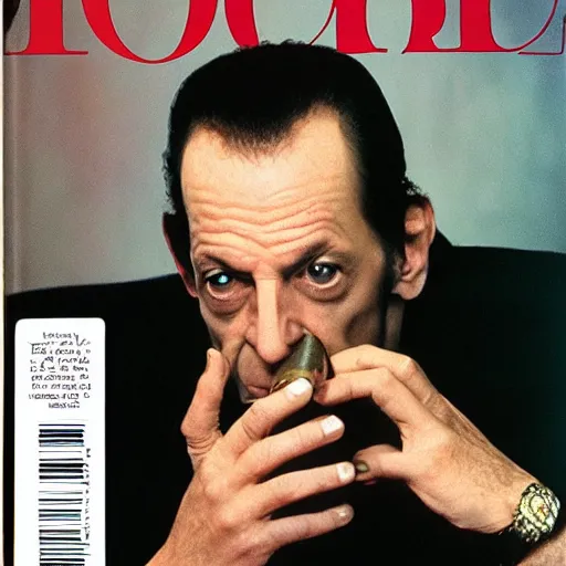 Image similar to dukat drinking wine on the cover of people magazine, annie leibovitz,