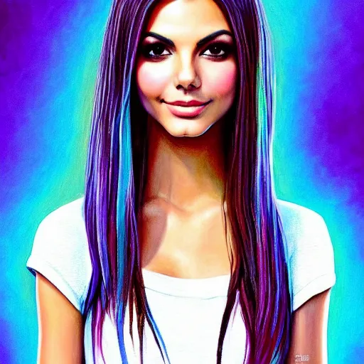 Image similar to victoria justice wearing both shirt and skirt, ultra detailed painting at 1 6 k resolution and epic visuals. epically surreally beautiful image. amazing effect, image looks crazily crisp as far as it's visual fidelity goes, absolutely outstanding. vivid clarity. ultra. iridescent. mind - breaking. mega - beautiful pencil shadowing. beautiful face. ultra high definition.