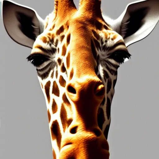 Image similar to a person with a giraffe snout, realistic portrait, photorealistic,