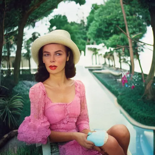 Image similar to a beautiful portrait from slim aarons, 8 k