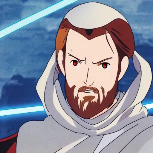 Image similar to Obi-Wan Kenobi as an anime character from Toei Animation. Extremely detailed. Beautiful. 4K.