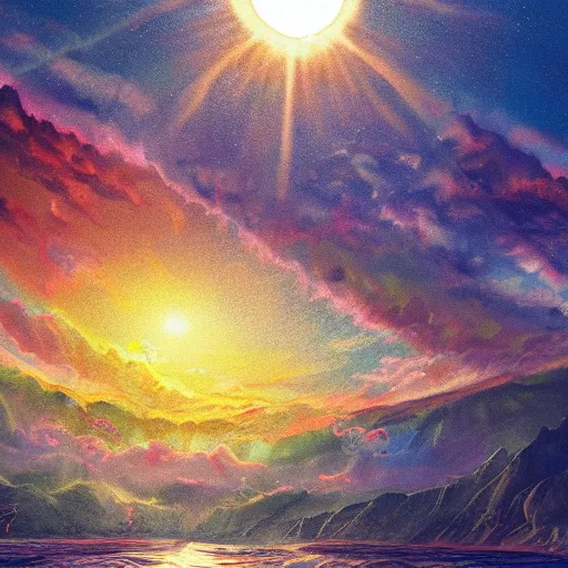 Prompt: always the sun, beautiful strange detailed summer painting 8k resolution deviantart trending on Artstation concept art digital illustration