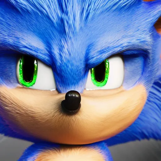 Image similar to a close up of sonic the hedgehog, concept art by senior character artist, cgsociety, photorealism, reimagined by industrial light and magic, rendered in unreal engine, official art