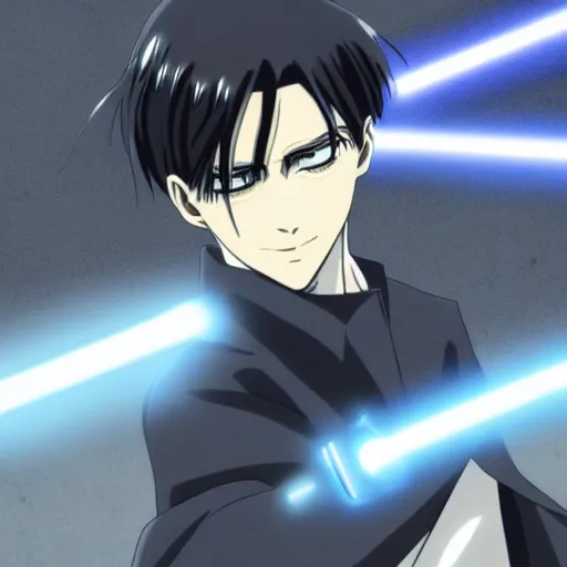 Levi Ackerman from Attack on Titan using lightsabers,, Stable Diffusion