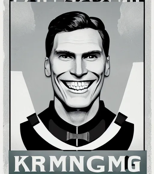 Prompt: propaganda poster smiling jerma as king of england, 8 k, trending on artstation