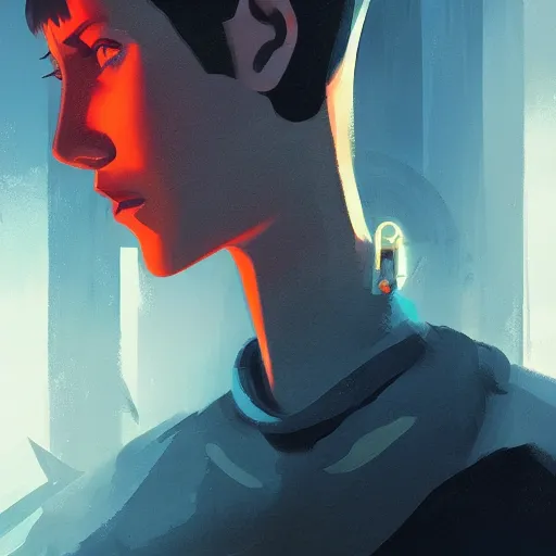 Image similar to face icon stylized minimalist blade runner, loftis, cory behance hd by jesper ejsing, by rhads, makoto shinkai and lois van baarle, ilya kuvshinov, rossdraws global illumination