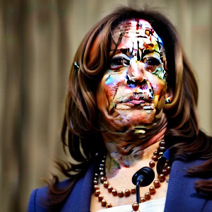 Prompt: hyper realistic, high detail photo of kamala harris really fat, beautiful, dreary lighting