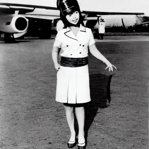 Prompt: kanazawa dressed as a flight attendant