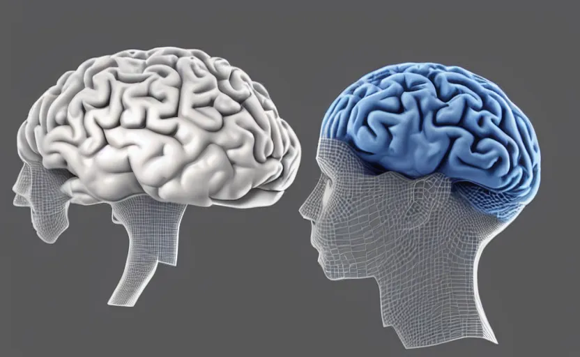 Prompt: 3d render of a man's brain as it achieves serene transcendent consciousness