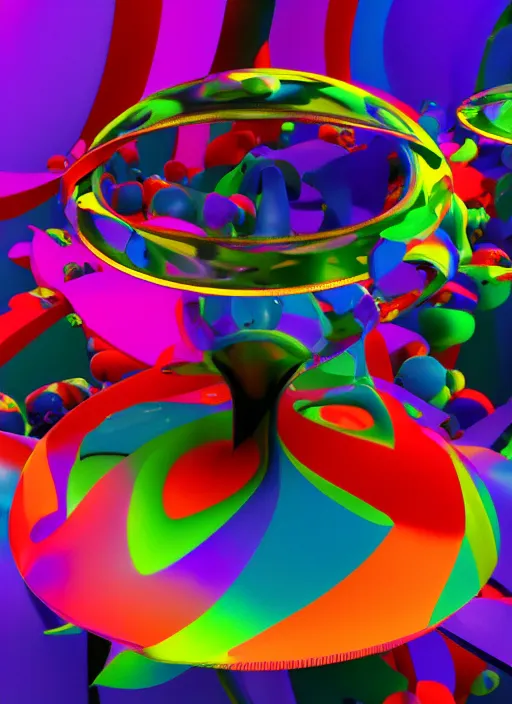 Image similar to : hyperbolic abstract colorful art installation zbrush vr dalle2 macro lens 3d render unity unrealengineoctane