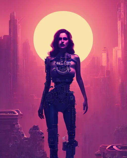 Image similar to portrait of lana del rey as a cyberpunk cyborg. roses, sci - fi, intricate abstract, upper body, intricate artwork, by tooth wu, wlop, beeple, dan mumford. concept art, 8 k octane render, deviantart, greg rutkowski, cinematic, key art, hyperrealism, iridescent accents