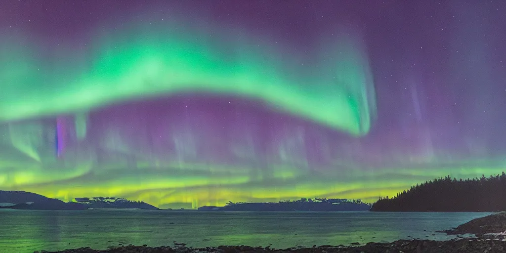 Prompt: northern lights over lopez island, wa by van gogh