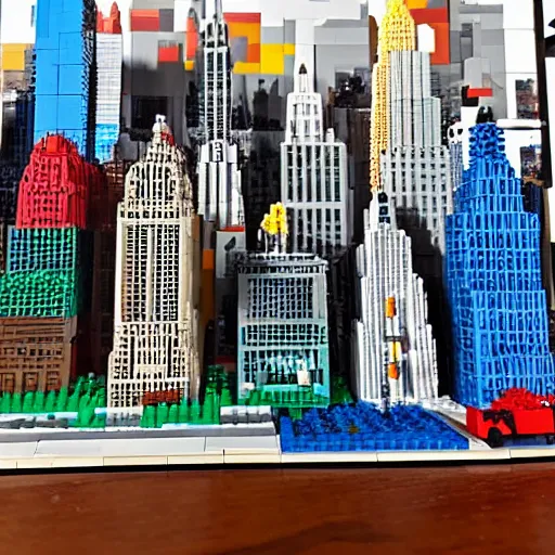 Prompt: new york skyline made from lego