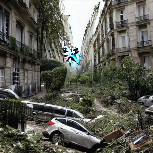 Image similar to photo of an overgrown paris in ruins