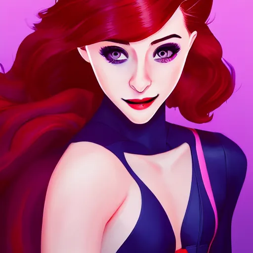 Image similar to a portrait of Lili Reinhart Batgirl comics, red hair, art by lois van baarle and loish and ross tran and rossdraws and sam yang and samdoesarts and artgerm, digital art, highly detailed, intricate, sharp focus, Trending on Artstation HQ, deviantart, unreal engine 5, 4K UHD image