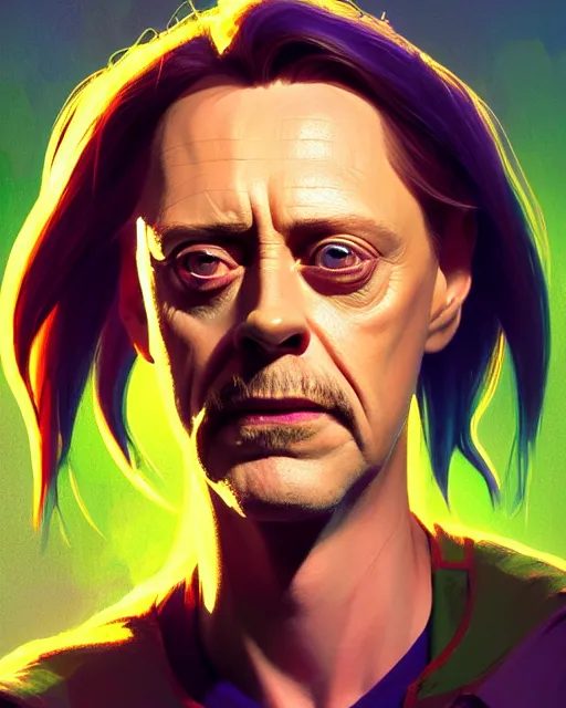 Image similar to portrait, steve buscemi as loki, bright backlit, key lighting, smooth, gaudy colors, maya render, octane render aesthetic, lol matte painting concept art, official fanart behance hd artstation by jesper ejsing, by rhads and makoto shinkai and lois van baarle and ilya kuvshinov and rossdraws