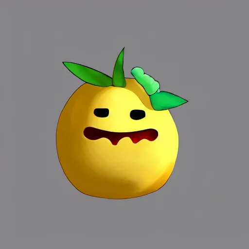 Prompt: a terrified lemon, kawaii