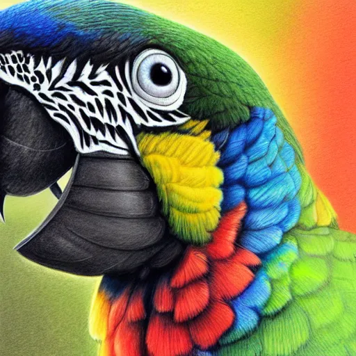 Image similar to a colored pencil drawing of a parrot by natalia rojas and ana maria martinez jaramillo adonna khare and marco mazzoni and diego fazio and dirk dzimirsky, pastel color, wingspan style, highly detailed, realistic graphite, artstation, 4 k, realism, photorealism, fine art