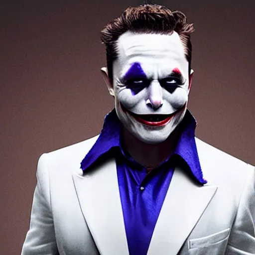 Prompt: film still of Elon Musk as joker in the new Joker movie