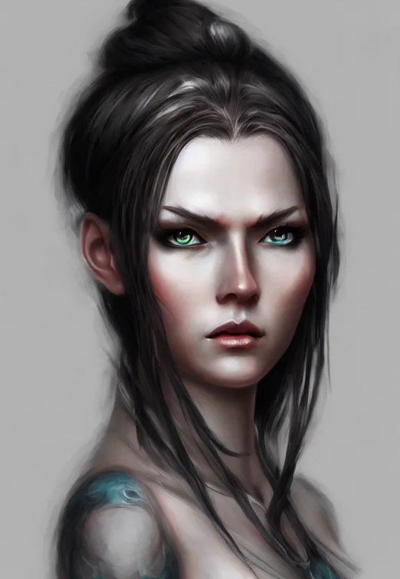 Image similar to high dark fantasy female character portrait realistic concept art by