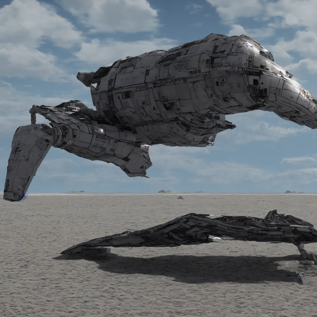 Prompt: photo of a broken down spaceship on a beach, unreal engine, photo realistic, 8 k