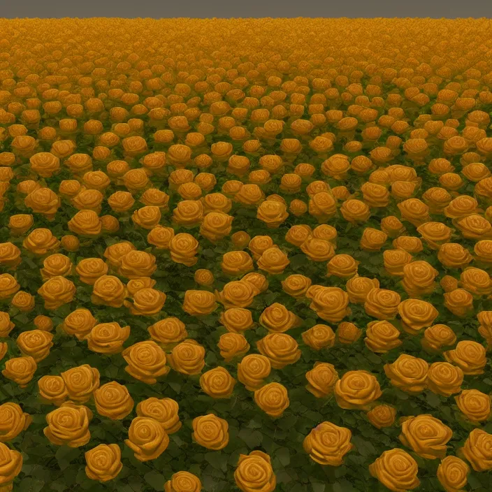 Image similar to field of golden rose, au naturel, hyper detailed, digital art, trending in artstation, cinematic lighting, studio quality, smooth render, unreal engine 5 rendered, octane rendered