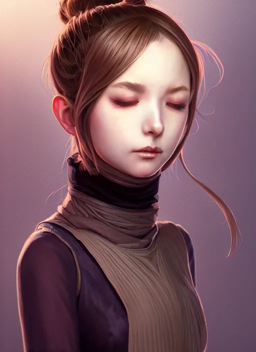 Image similar to portrait of a full body of beautiful young female detective, d & d, sleeveless turtleneck, pleated skirt, fantasy, flat lighting, intricate, highly detailed, digital painting, artstation, concept art, smooth, sharp focus, illustration, misa amane, art by simon bisley and greg rutkowski and alphonse mucha, natural tpose