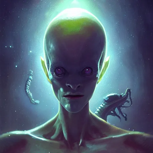 Image similar to highly detailed portrait from a male alien, extraterrestrial, aquatic, stephen bliss, unreal engine, fantasy art by greg rutkowski, loish, rhads, ferdinand knab, makoto shinkai and lois van baarle, ilya kuvshinov, rossdraws, tom bagshaw, global illumination, radiant light, detailed and intricate environment