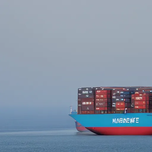 Image similar to maersk container ship, haze, telephoto zoom,