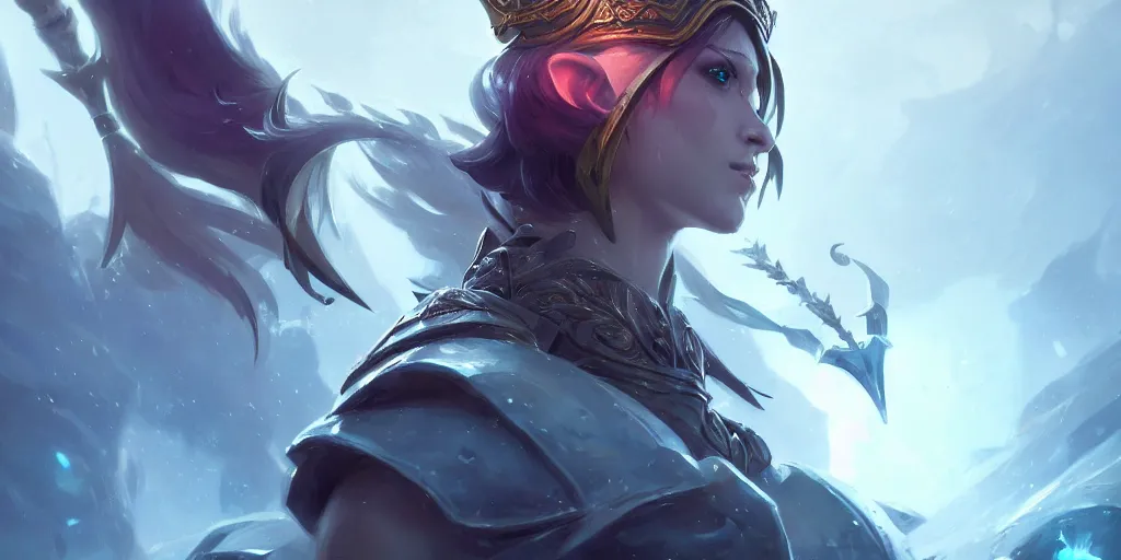 Image similar to epic portrait of elf royal guard, league of legends splash art, deiv calviz, splash art, natural light, elegant, intricate, fantasy, atmospheric lighting, by greg rutkowski,, hd wallpaper, ultra high details