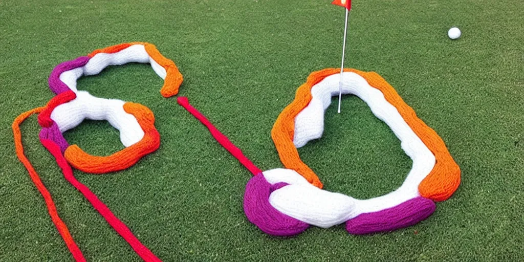 Image similar to golf hole made from yarn,