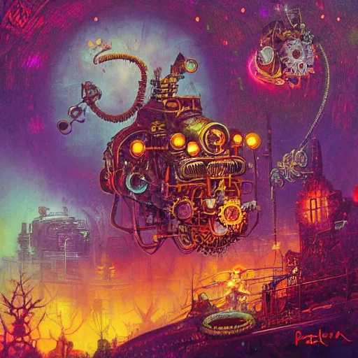 Image similar to steampunk rat, acid, 303, psychedelic, by paul lehr, cd cover