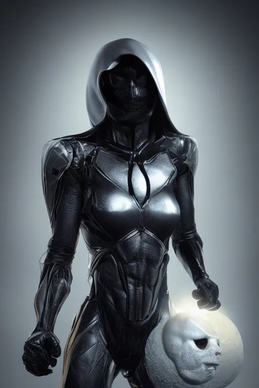 Image similar to hyperrealistic photography of Moon Knight mixed with Ghostrider style of patricia piccinini and wlop, full-shot, merged character, 4k, highly detailed, cinematic lighting, photorealistic, 3d render, award winning render, unreal engine, masterpiece, octane render, sharp focus, studio lighting, 8k, hd