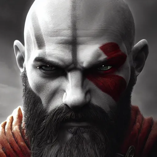 Image similar to portrait of kratos, intricate artwork, concept art, octane render, deviantart, cinematic, key art, hyperrealism, iridescent accents, portrait photograph, nikon 3 5 mm, photograph by greg rutkowski