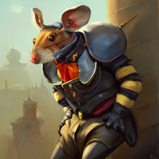 Image similar to greg manchess portrait painting of partially armored doormouse from alice in wonderland as overwatch character, medium shot, asymmetrical, profile picture, organic painting, sunny day, matte painting, bold shapes, hard edges, street art, trending on artstation, by huang guangjian, gil elvgren, ruan jia, randy vargas, greg rutkowski