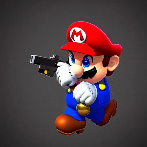 Image similar to Super Mario holding a gun,CG graphics