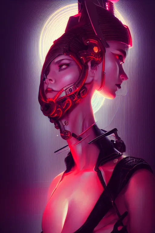 Prompt: portrait futuristic Devil Girl, in future cyberpunk tokyo rooftop , ssci-fi, fantasy, intricate, very very beautiful, elegant, human anatomy, neon light, highly detailed, digital painting, artstation, concept art, smooth, sharp focus, illustration, art by tian zi and WLOP and alphonse mucha