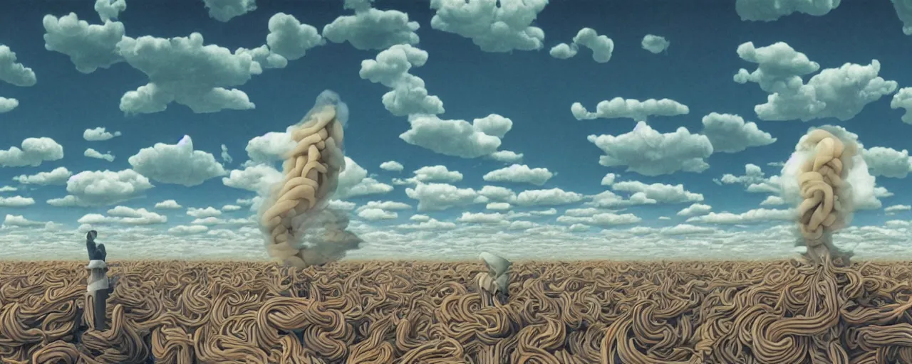 Image similar to a swirling cloud of snake medicine. Painting by René Magritte, 3D rendering by Beeple, sketch by R. Crumb