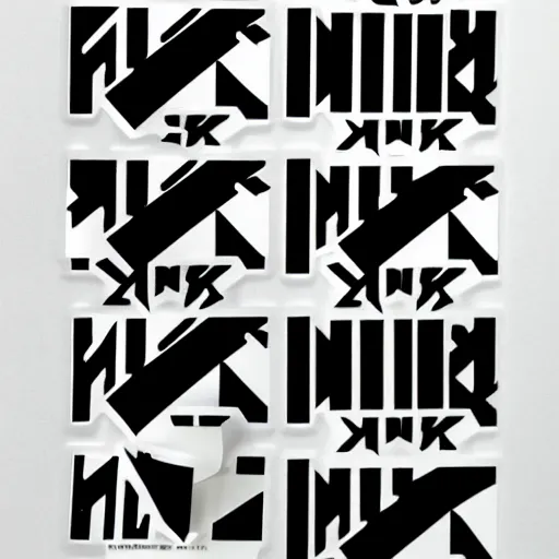 Image similar to black on white graphic design stickers in style of david rudnick, eric hu, acid, y 2 k, brutalism, nike