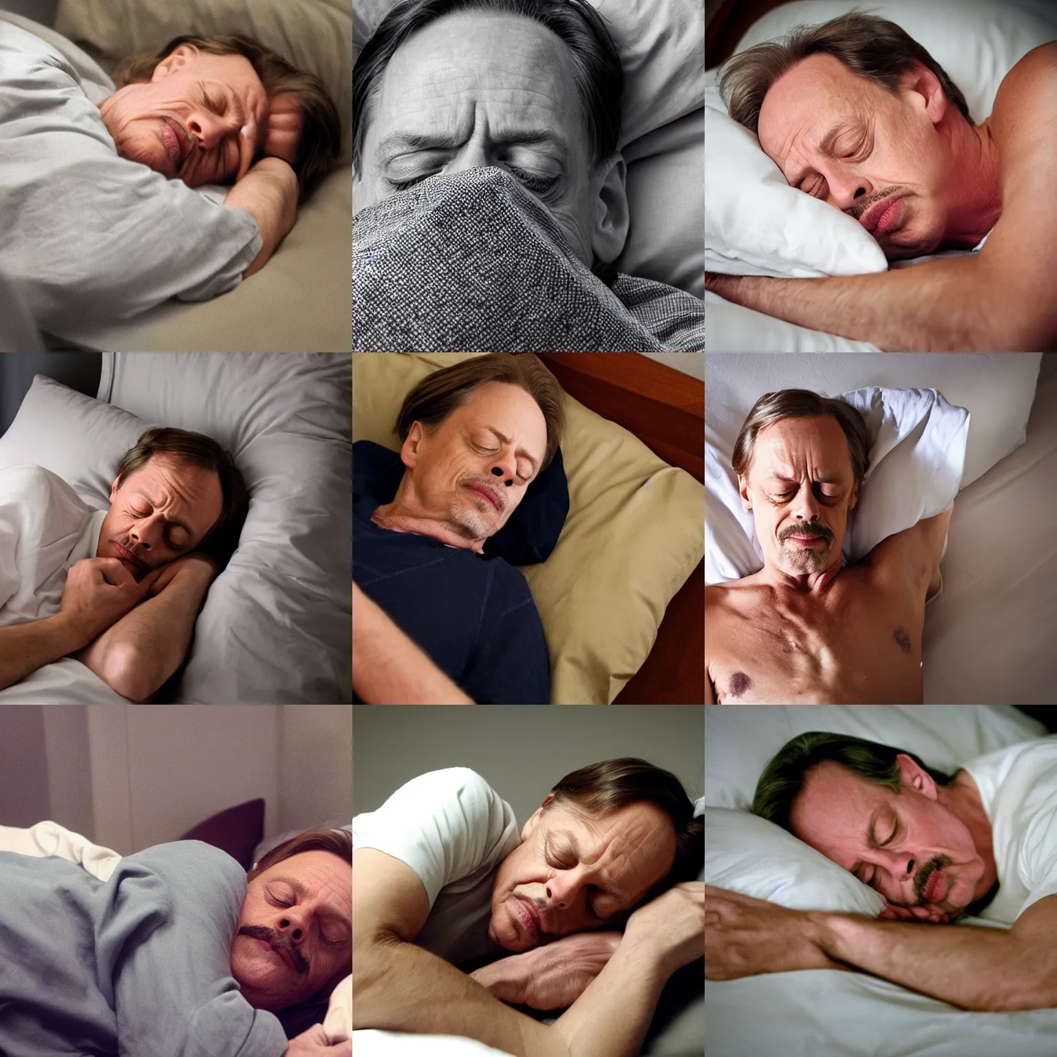 Prompt: Steve Buscemi sleeping peacefully