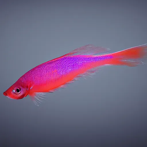 Prompt: a beautiful richly colored beta fish on a black background.