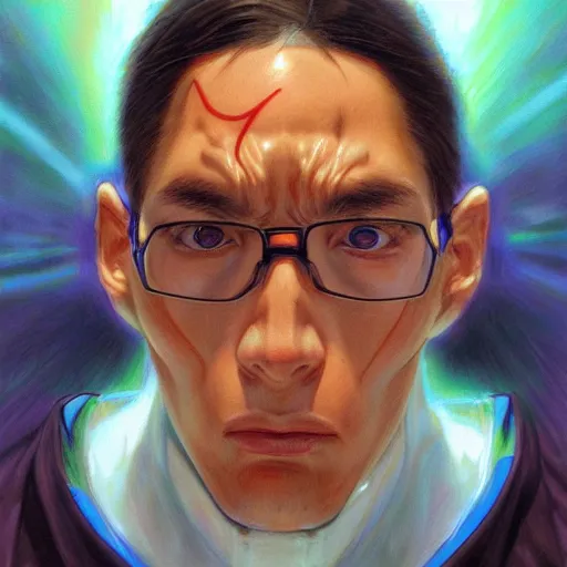 Prompt: Shinji from Neon Genesis Evangelion, Closeup portrait art by Donato Giancola and James Gurney, digital art, trending on artstation