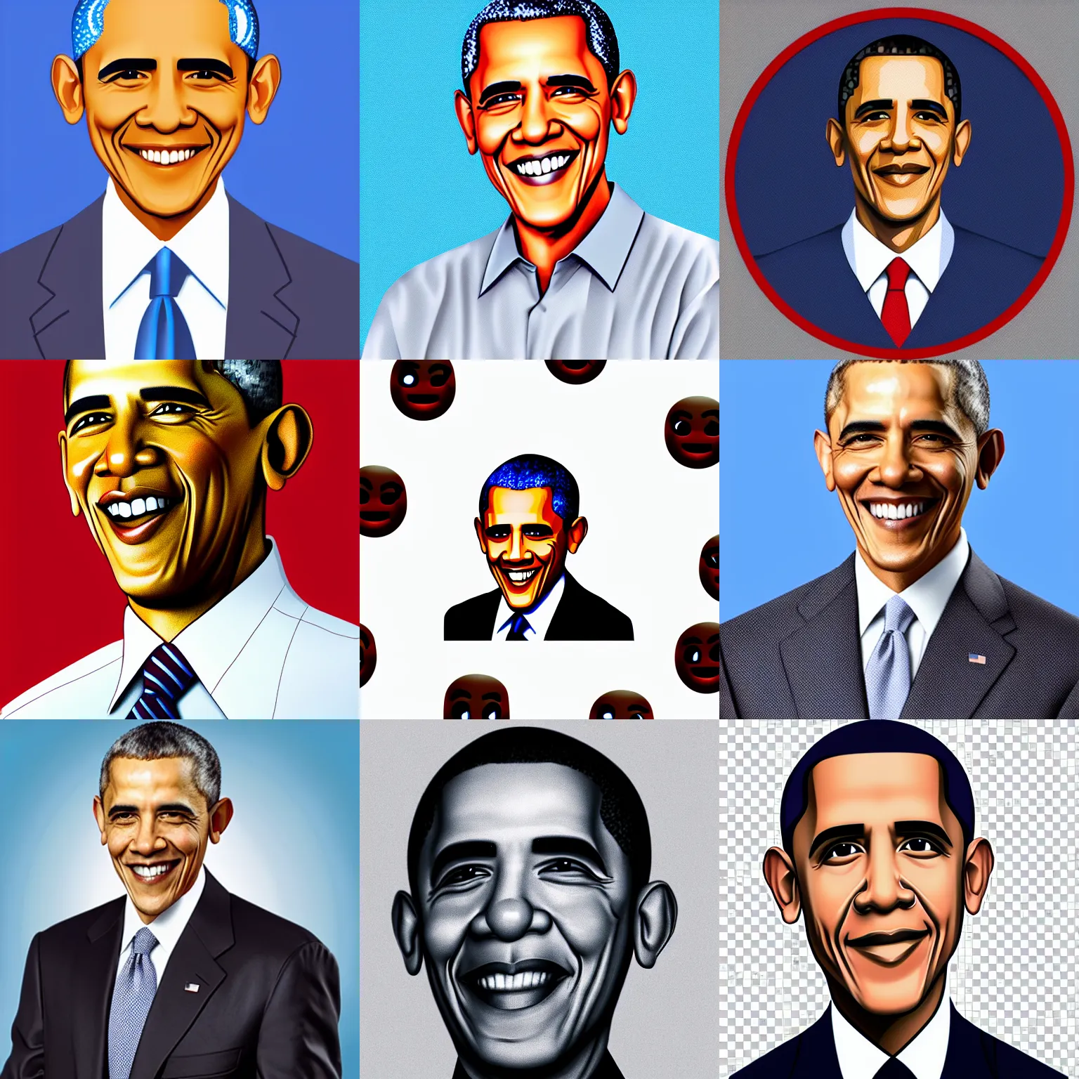 Prompt: emoji of obama, white background