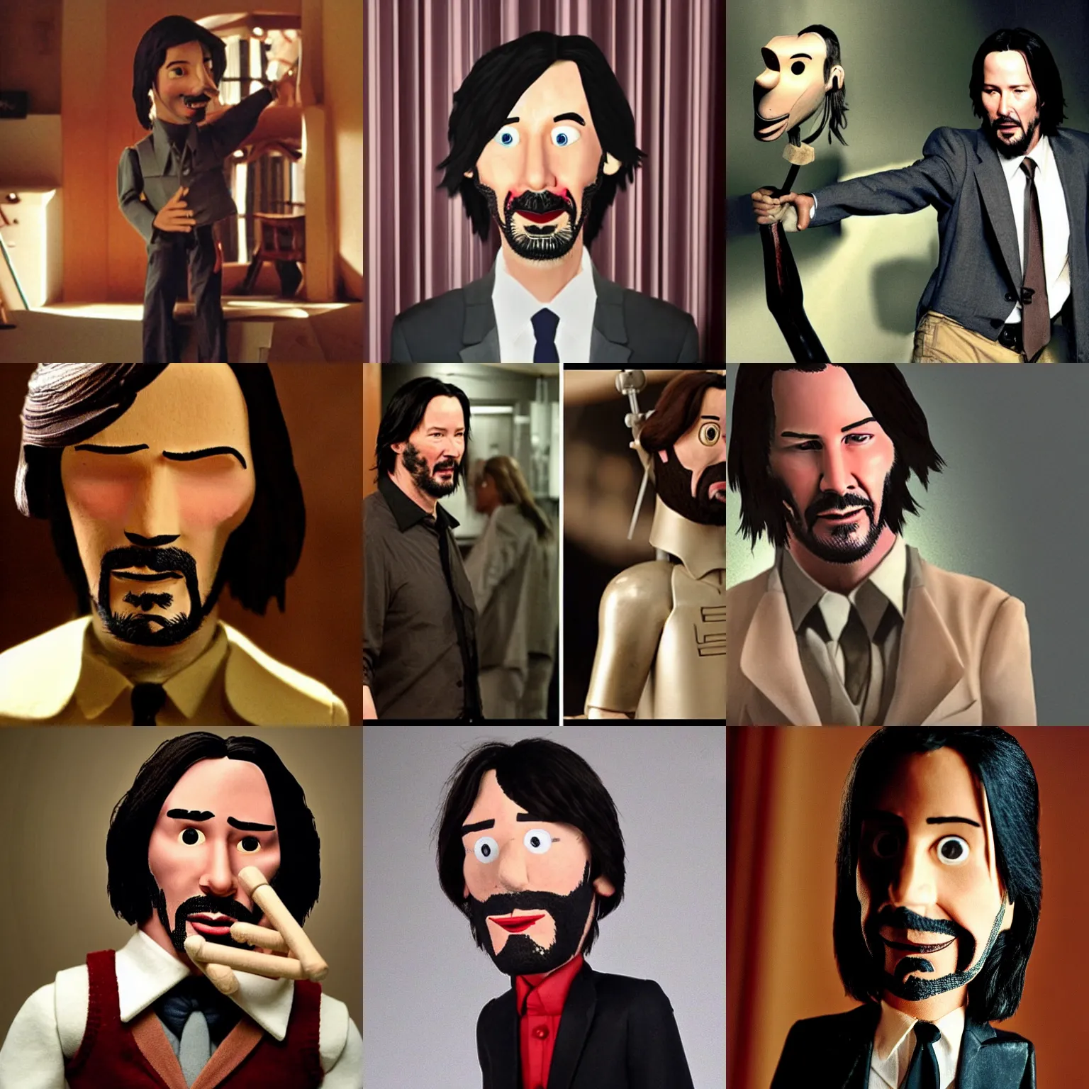 Prompt: keanu reeves as a pinocchio puppet