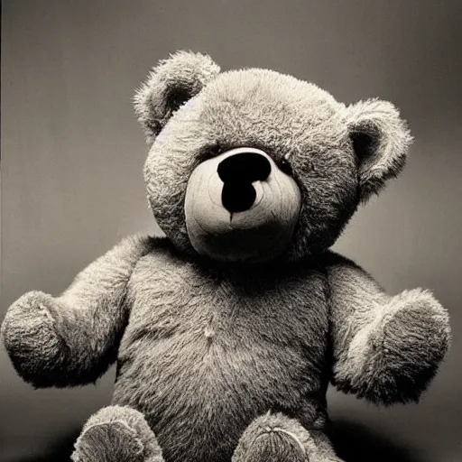 Prompt: teddy bear portrait photography Herb Ritts