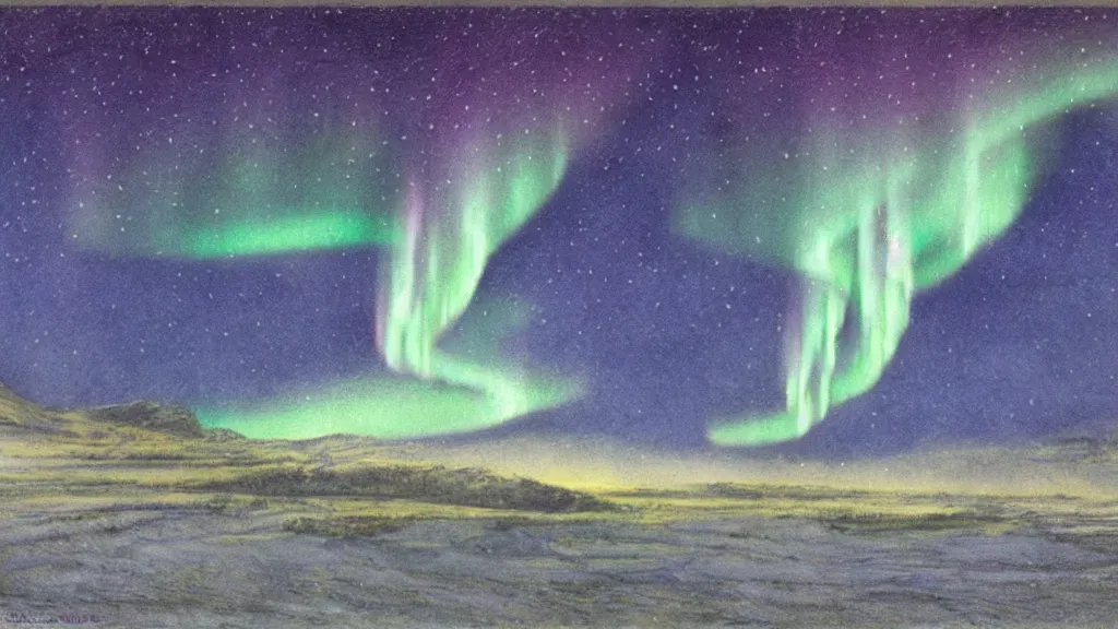 Image similar to the northern lights illustrated by alan lee