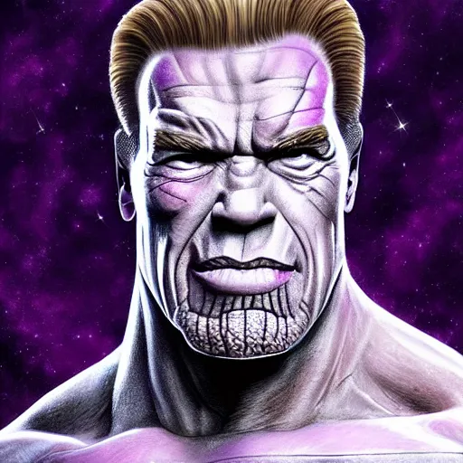 Prompt: arnold schwarzenegger as thanos, highly detailed, amazing digital art, trending on artstation, sharp