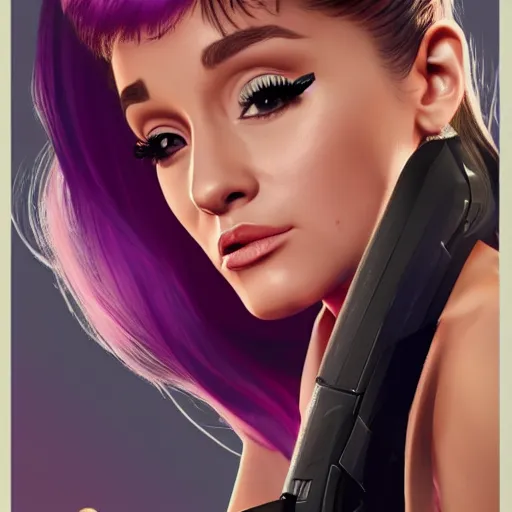 Image similar to Ariana Grande in GTA V, cover art by Stephen Bliss, artstation