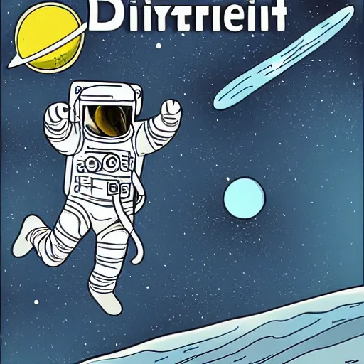 Prompt: astronaut drifting in space by diterlizzi